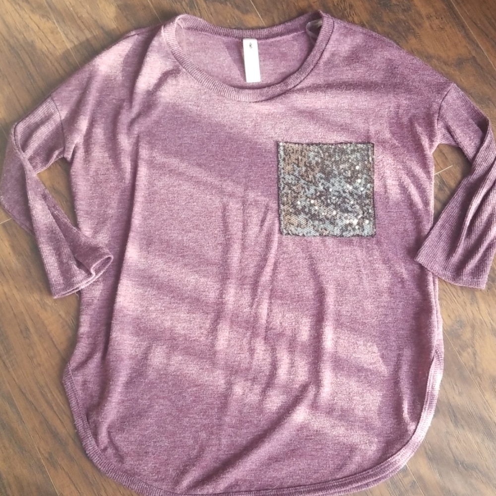 Purple sequin pocket tunic